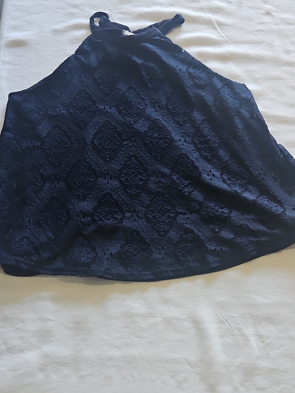 Eyeshadow Navy Lace Halter Tank Top